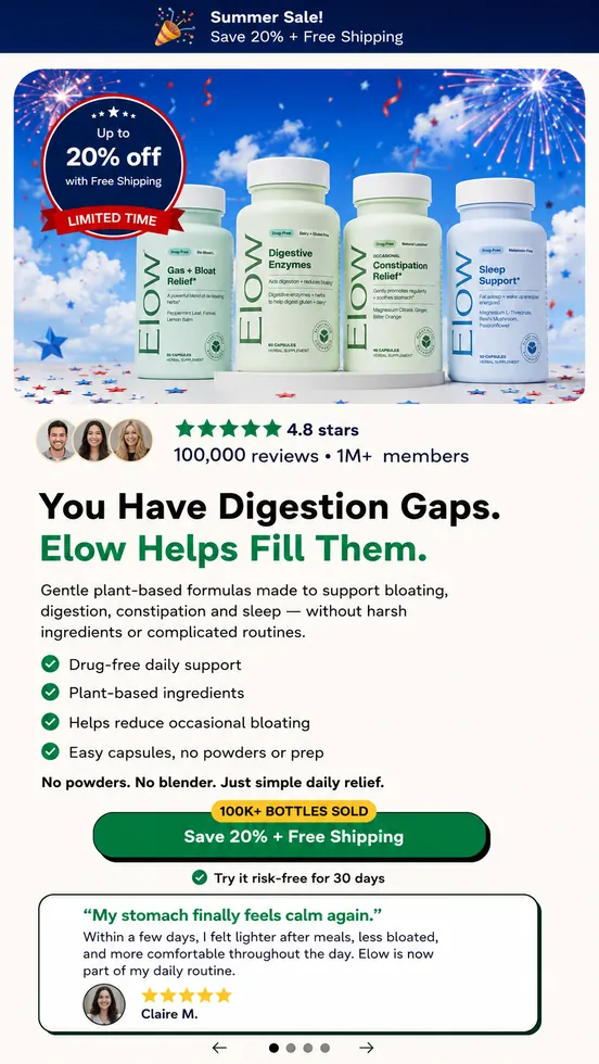 Mobile landing page hero with skincare product framing and conversion copy